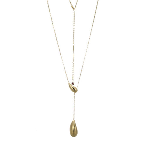 18"+4" Yellow Gold-Plated Sterling Silver Teardrop Lariat Necklace by ELLE