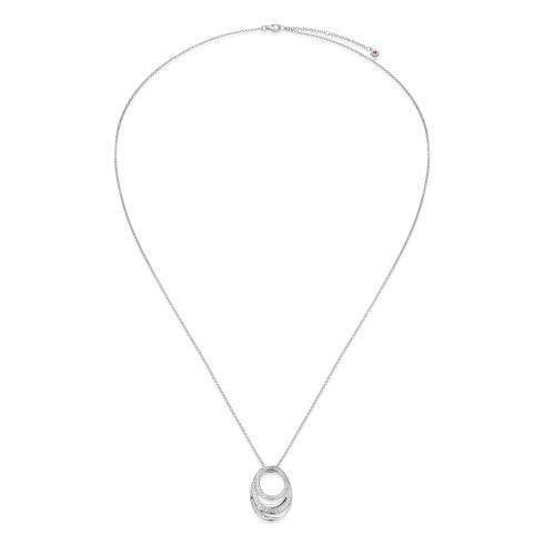 28"+2" Sterling Silver Layered Open Circle Pendant Necklace with CZ Accents by ELLE