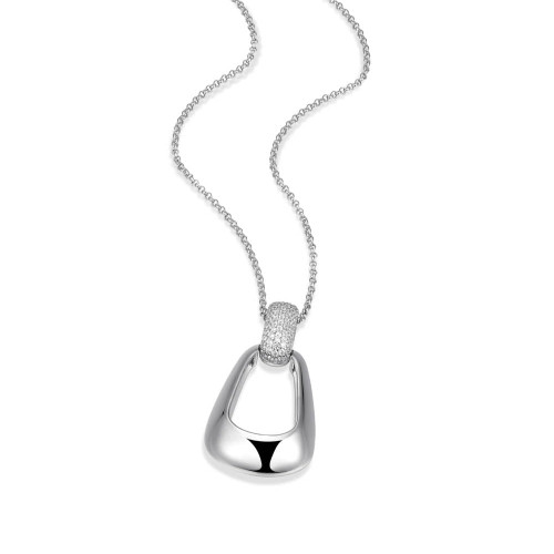 28 inch+2 inch Sterling Silver Long Drop Pendant Necklace with Pave White CZ Bail by ELLE