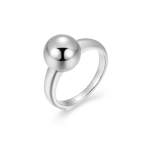 Rhodium-Plated Sterling Silver Polished Sphere Ring by ELLE
