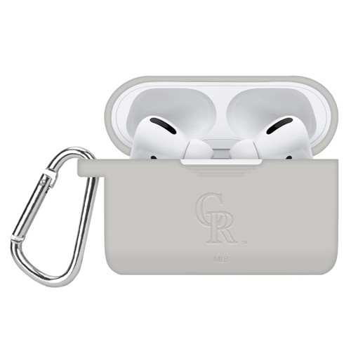 Game Time Colorado Rockies Silicone Engraved Case Cover Compatible with Apple AirPods Pro (Gray)