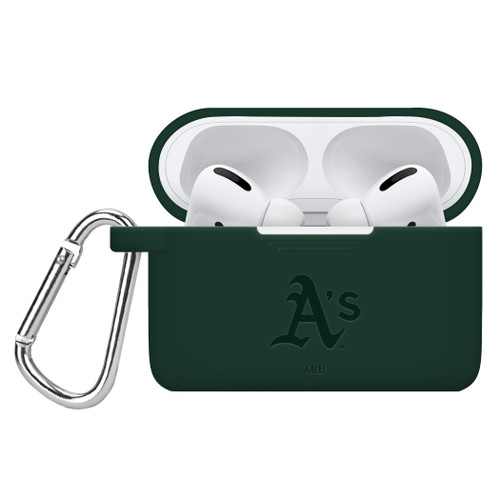 Game Time Oakland Athletics Silicone Engraved Case Cover Compatible with Apple AirPods Pro (Green)