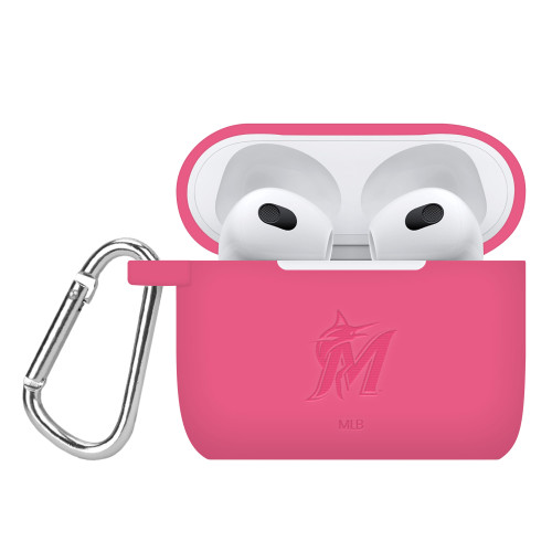 Game Time Miami Marlins Engraved Silicone Case Cover Compatible with Apple AirPods Generation 3 (Pink)