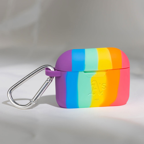 Game Time Oakland Athletics Silicone Engraved Case Cover Compatible with Apple Airpods Pro (Rainbow)