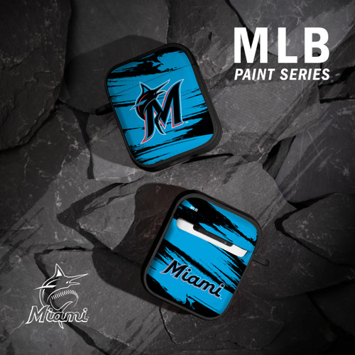 Game Time Miami Marlins Paint HDX Case Cover Compatible with Apple AirPods Gen 1 & 2