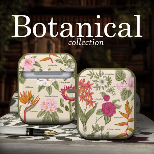 Everly Grey Botanical HDX Case Cover Compatible with Apple AirPods Gen 1 & 2 (Exotic Flowers)