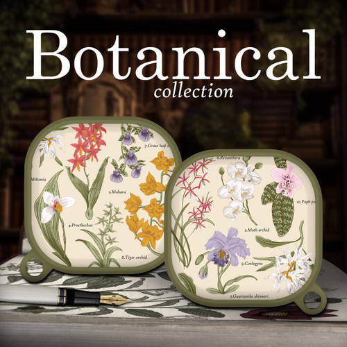 Everly Grey Botanical HDX Case Cover Compatible with Samsung Galaxy Buds Pro & Buds Live (Orchids)