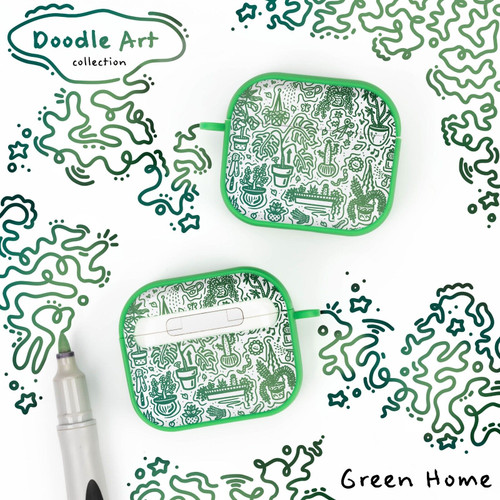 Doodle HDX Case Cover Compatible with Apple AirPods Gen 3 (Green Home)