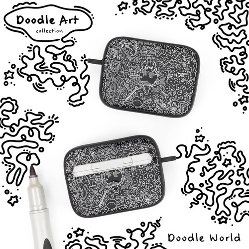 Doodle HDX Case Cover Compatible with Apple AirPods Pro 1 & 2 (Doodle World)