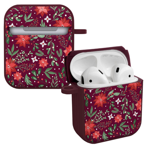 Affinity Bands Christmas HDX Case Cover Compatible with Apple AirPods Gen 1 & 2 (Poinsettias)
