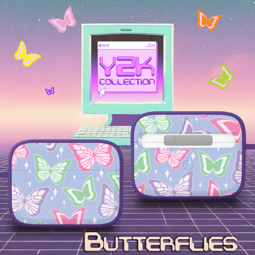 Y2K HDX Case Cover Compatible with Apple AirPods Pro 1 & 2 (Butterflies)
