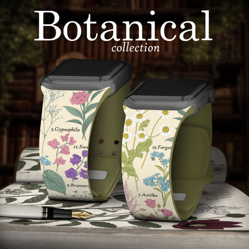 Everly Grey Botanical HD Watch Band Compatible with Apple Watch Summer Flowers