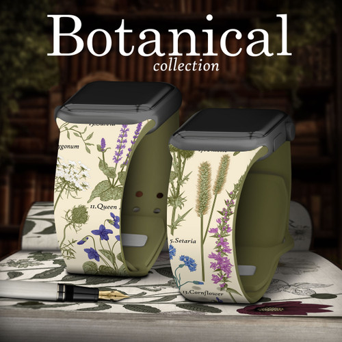 Everly Grey Botanical HD Watch Band Compatible with Apple Watch Field & Forest