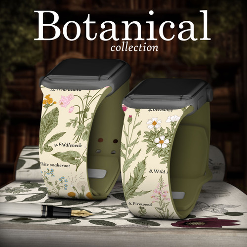 Everly Grey Botanical HD Watch Band Compatible with Apple Watch Wildflowers