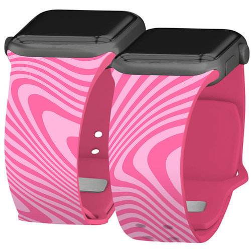 Y2K HD Watch Band Compatible with Apple Watch Pink Swirl