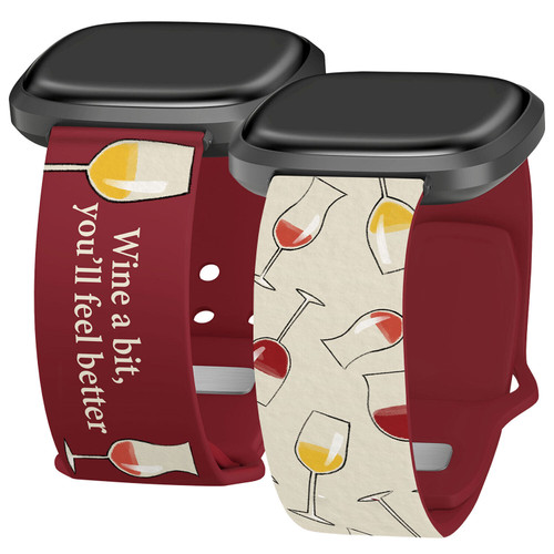 Wine, Beer, & Booze HD Watch Band Compatible with Fitbit Versa 3 & Sense Wine