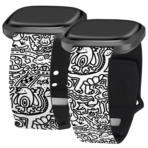 Doodle HD Watch Band Compatible with Fitbit Versa 3 & Sense Creatures