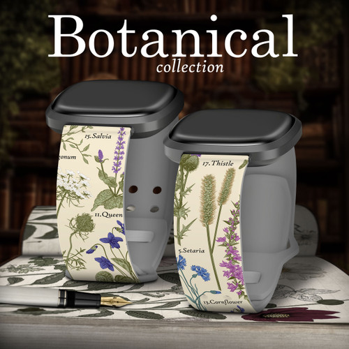 Everly Grey Botanical HD Watch Band Compatible with Fitbit Versa 3 & Sense Field & Forest