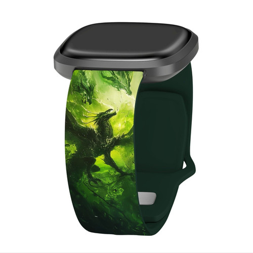 Fantasy HD Watch Band Compatible with Fitbit Versa 3 & Sense Green Lightning