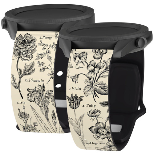 Everly Grey Botanical HD Watch Band Compatible with Samsung Galaxy Watch Garden Flowers