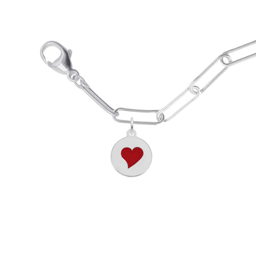 7" Sterling Silver Paperclip Charm Bracelet w/ Petite Initial Disc Heart Charm by Rembrandt