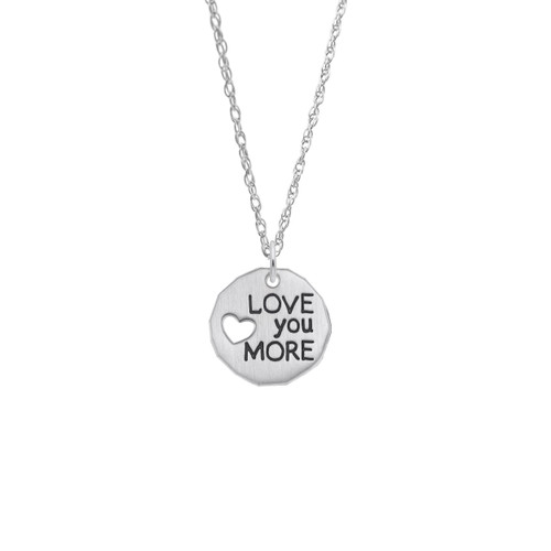 18 inch Sterling Silver Charm Necklace w/ Love You More Charm by Rembrandt