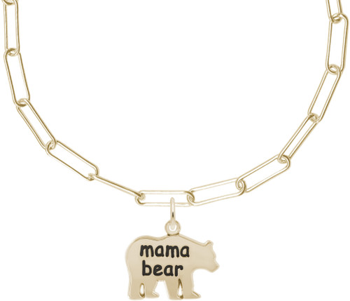 18" Gold Plated Sterling Silver Charm Necklace w/ Mama Bear Charm by Rembrandt