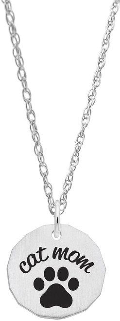 18" Sterling Silver Charm Necklace w/ Cat Mom Charm by Rembrandt