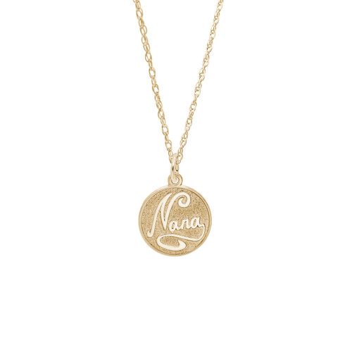18 inch Gold Plated Sterling Silver Charm Necklace w/ Nana Disc Charm by Rembrandt