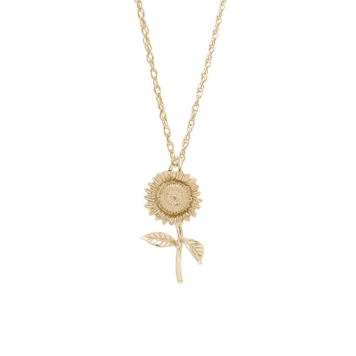 18 inch Gold Plated Sterling Silver Charm Necklace w/ Sunflower Charm by Rembrandt