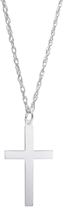 18" Sterling Silver Charm Necklace w/ Extra Large Cross Charm by Rembrandt