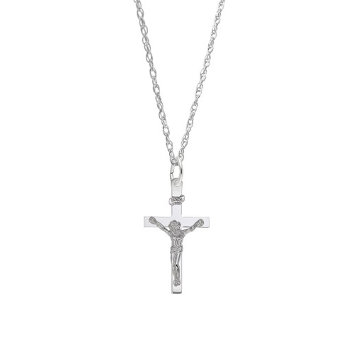 18 inch Sterling Silver Charm Necklace w/ Crucifix Charm by Rembrandt