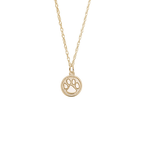 18 inch Gold Plated Sterling Silver Charm Necklace w/ Small Paw Print Charm by Rembrandt