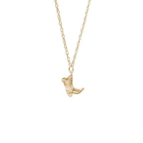 18 inch Gold Plated Sterling Silver Charm Necklace w/ Cowboy Boot Charm by Rembrandt