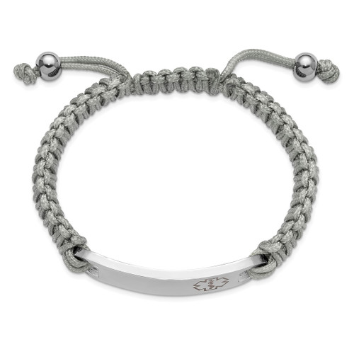 7.5-10.5 inch Grey Nylon Adjustable Bracelet with Stainless Steel Polished Red Enamel Medical ID Plate
