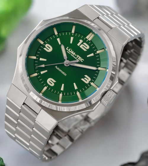 Lum-Tec Mens Automatic Watch 42mm Eclipse E6 Green Dial Hi Precision Miyota 9039