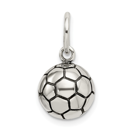 Sterling Silver Antiqued 3D Soccer Ball Charm