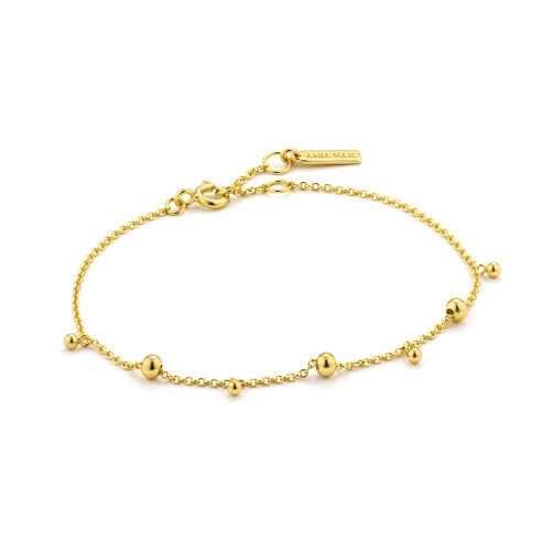 6.5"+0.8" Ania Haie Gold-Plated Sterling Silver Modern Drop Balls Bracelet