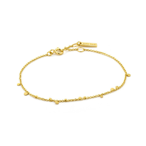 6.5"+1" Ania Haie Gold-Plated Sterling Silver Geometry Mixed Discs Bracelet