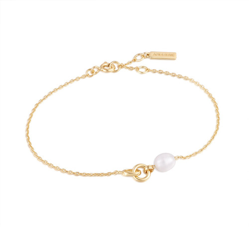 6.5"+0.8" Ania Haie Gold-Plated Sterling Silver Cultured Freshwater Pearl Chain Bracelet