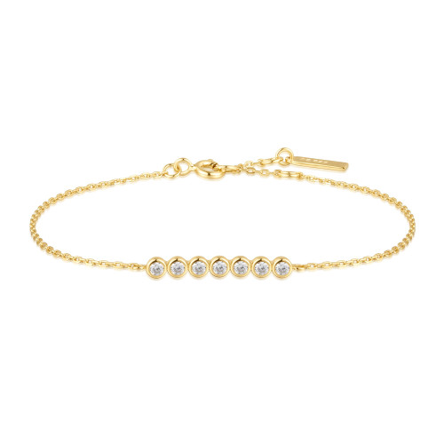 6.5"+0.8" Ania Haie Gold-Plated Sterling Silver Bezel Set Bracelet