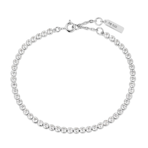 6.5"+0.8" Ania Haie Rhodium-Plated Sterling Silver Row Bezel Set Bracelet