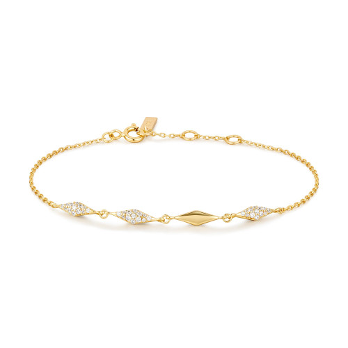 6.5"+0.8" Ania Haie Gold-Plated Sterling Silver Multi Sparkle Bracelet