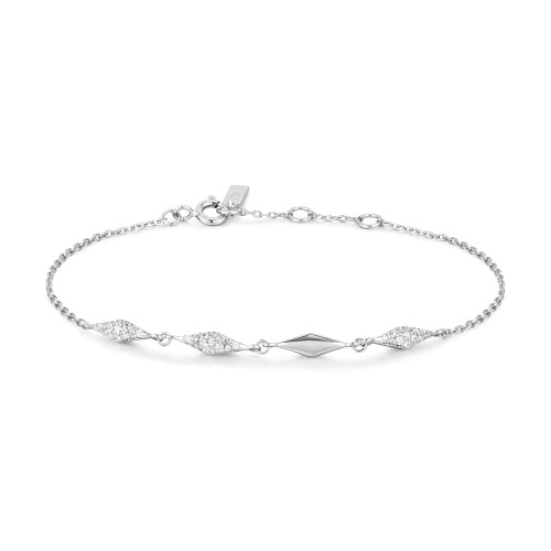 6.5"+0.8" Ania Haie Rhodium-Plated Sterling Silver Multi Sparkle Bracelet