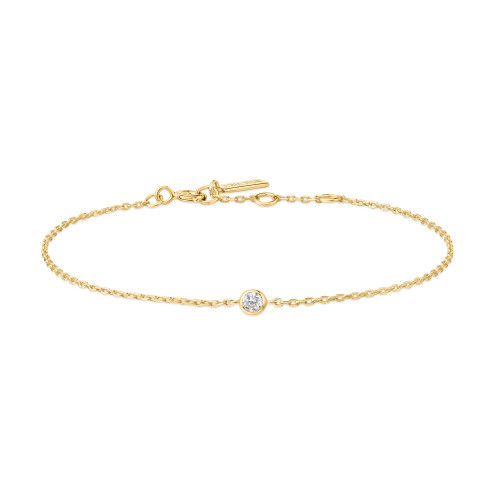6.5"+0.8" Ania Haie Gold-Plated Sterling Silver Sparkle Bezel Bracelet