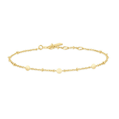 6.5"+0.8" Ania Haie Gold-Plated Sterling Silver Disc Station Bracelet