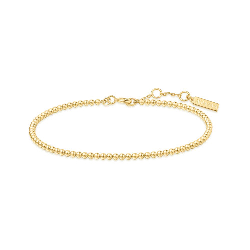 6.5"+0.8" Ania Haie Gold-Plated Sterling Silver Beaded Bracelet B063-03G