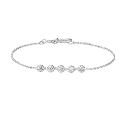 6.5"+0.8" Ania Haie Rhodium-Plated Sterling Silver Pave Beaded Chain Bracelet