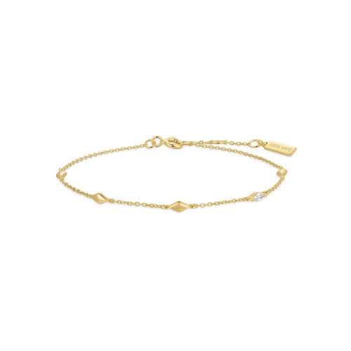 6.5"+0.8" Ania Haie Gold-Plated Sterling Silver Multi Rhombus Station Bracelet