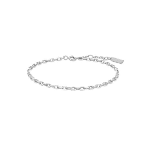 6.5"+0.8" Ania Haie Rhodium-Plated Sterling Silver Paper Clip Chain Bracelet